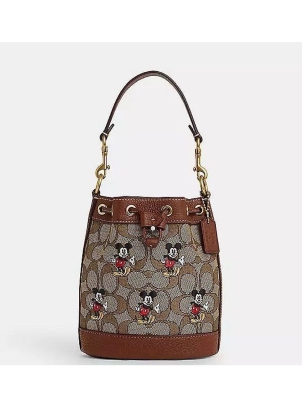 Coach x Disney Brown Mickey Canvas Bucket Bag - Picture 8 of 9